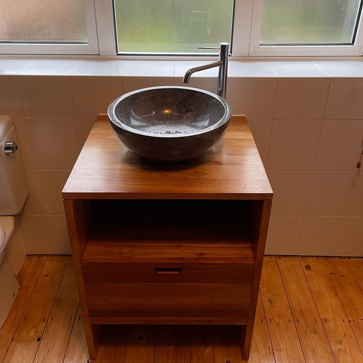 Custom made vanity unit with mixer tap_